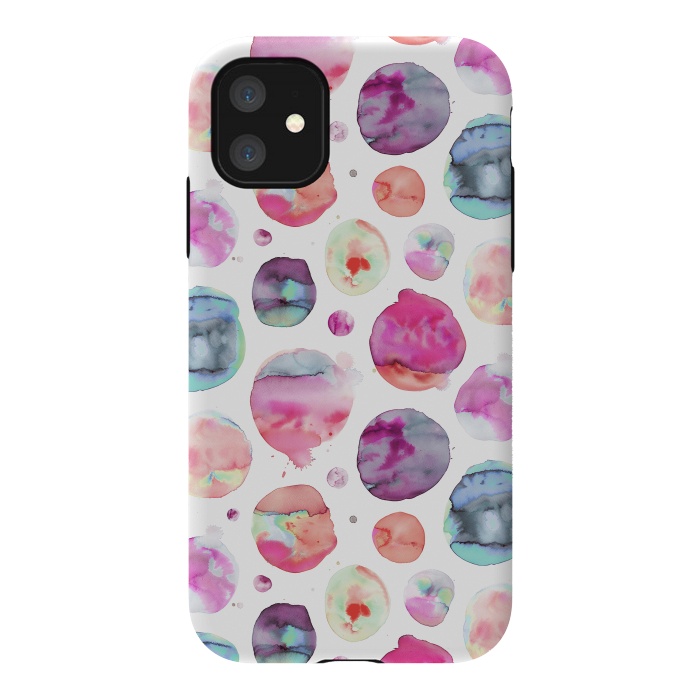 iPhone 11 StrongFit Big Watery Planet Dots by Ninola Design