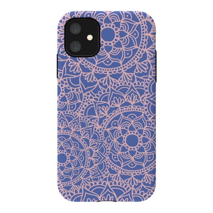 iPhone 11 StrongFit Pink and Mauve Mandala Pattern by Julie Erin Designs