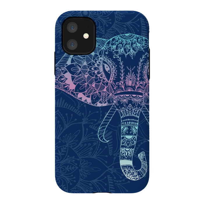 iPhone 11 StrongFit Elephant Floral by Rose Halsey