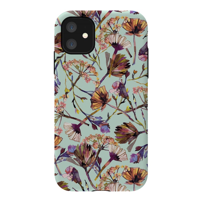 iPhone 11 StrongFit Dry Spring Flowers by Ninola Design
