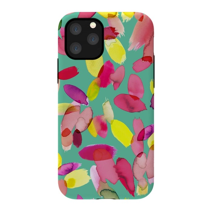 iPhone 11 Pro StrongFit Watercolor Petals Green by Ninola Design