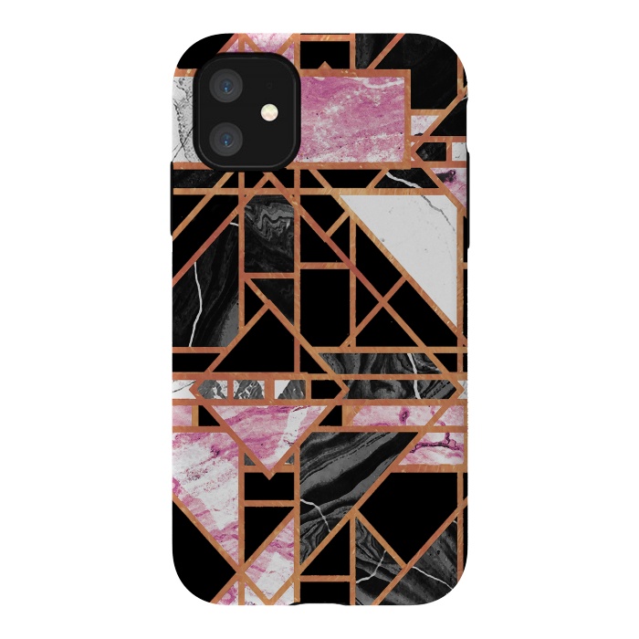 iPhone 11 StrongFit Geometric art deco marble tiles  by Oana 