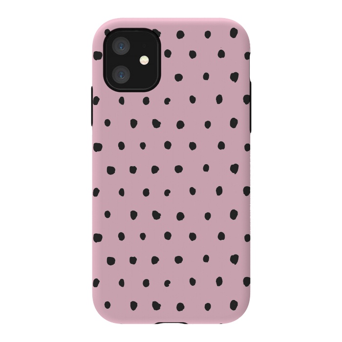 iPhone 11 StrongFit Artsy Dots Pink by Ninola Design