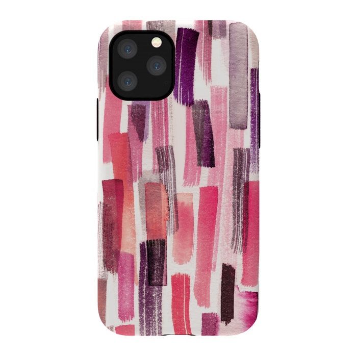 iPhone 11 Pro StrongFit Colorful Brushstrokes Living Coral by Ninola Design