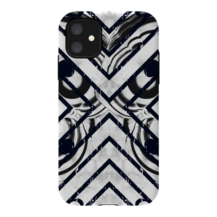 iPhone 11 StrongFit Modern geometric black and white marble  by Oana 