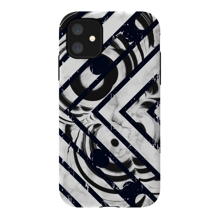 iPhone 11 StrongFit Monochrome marble stripes by Oana 