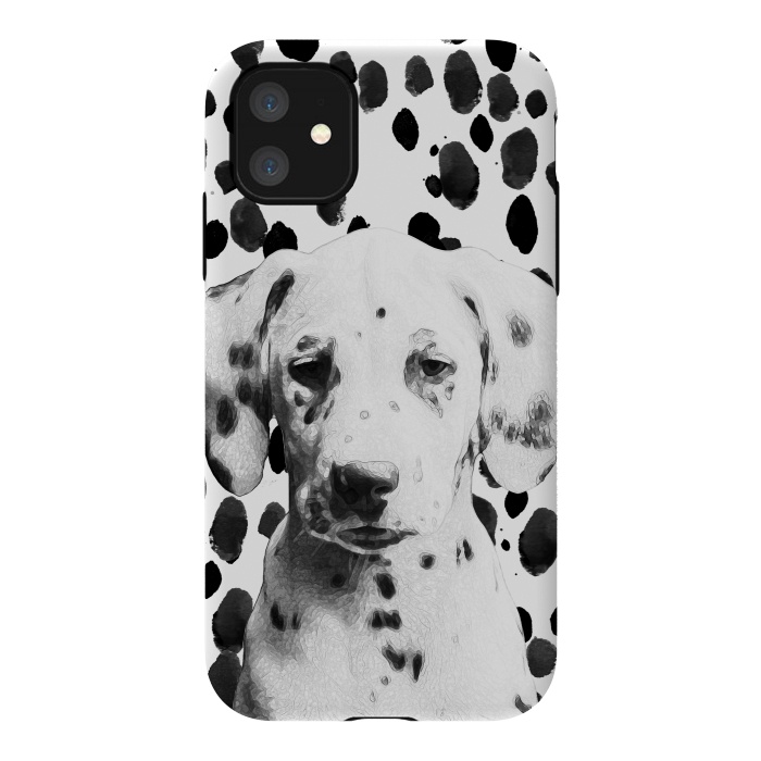iPhone 11 StrongFit Cute dalmatian puppy and ink spots by Oana 