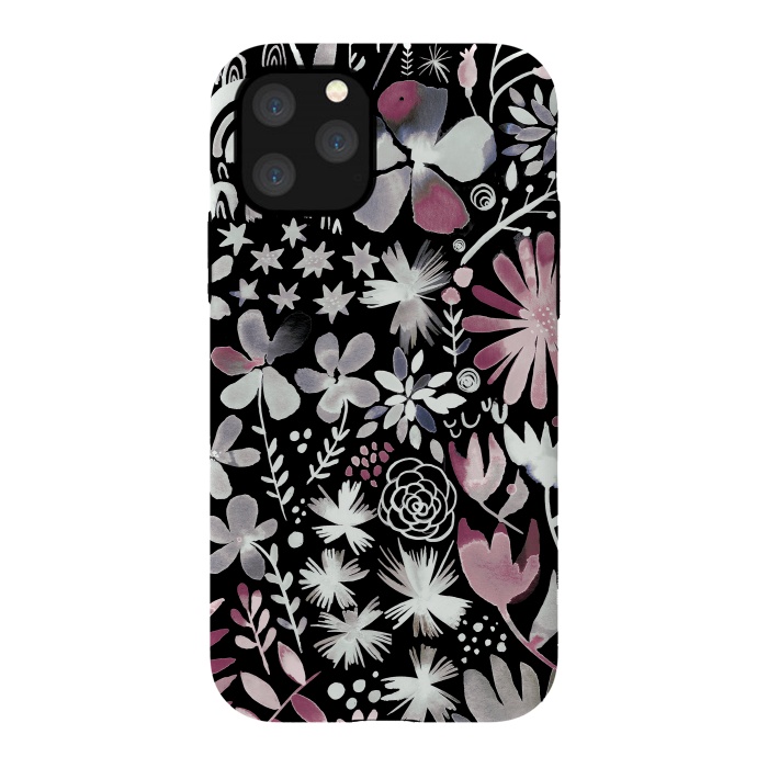 iPhone 11 Pro StrongFit Winter Ink Dark Flowers by Ninola Design