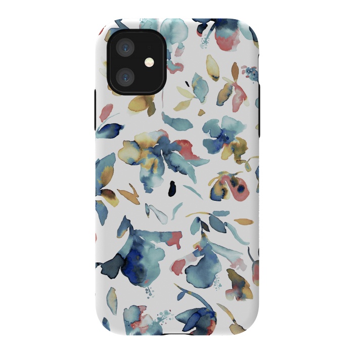 iPhone 11 StrongFit Watery Blue Hibiscus by Ninola Design