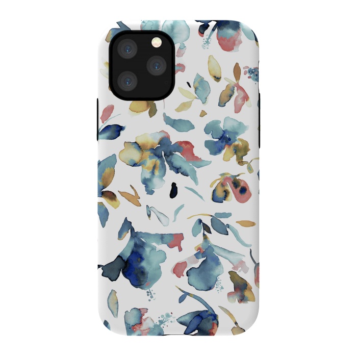 iPhone 11 Pro StrongFit Watery Blue Hibiscus by Ninola Design