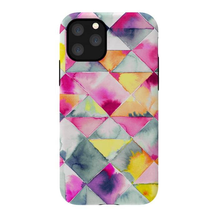 iPhone 11 Pro StrongFit Watercolor Squares Triangles Fresh by Ninola Design