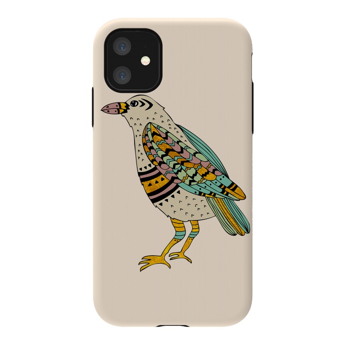 iPhone 11 StrongFit Playful Crow Tan by Pom Graphic Design