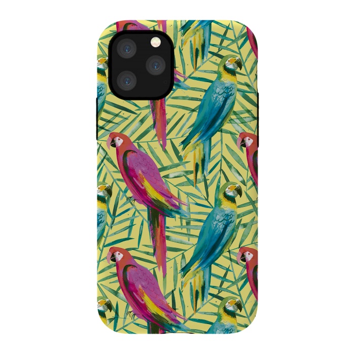 iPhone 11 Pro StrongFit Tropical Parrots and Palms by Ninola Design