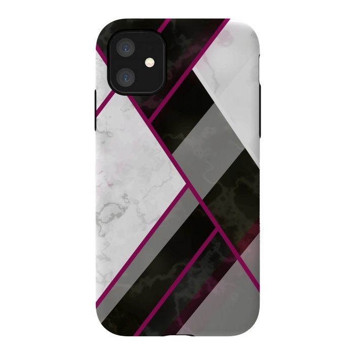 iPhone 11 StrongFit Vertical Magenta Lines On Marble by ArtsCase