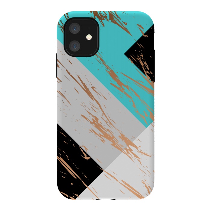 iPhone 11 StrongFit Aquamarine With Gold On Marble Background by ArtsCase