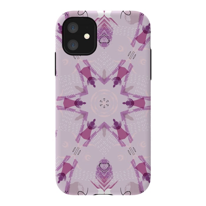 iPhone 11 StrongFit Purple Kaleidoscope Mandala by Creativeaxle