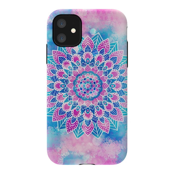 iPhone 11 StrongFit Pink blue flower mandala by Jms