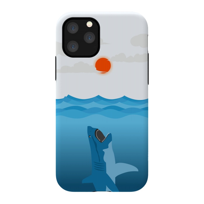 iPhone 11 Pro StrongFit Shark Eats Sun by Creativeaxle