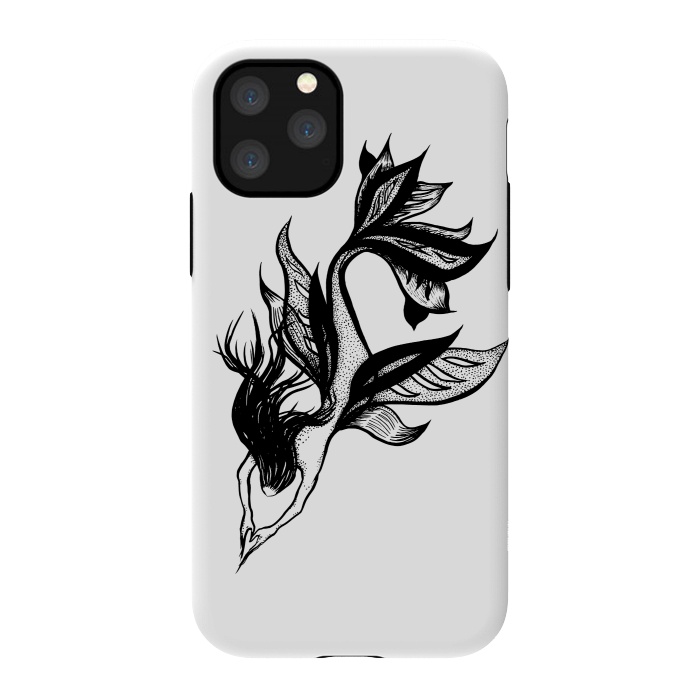 iPhone 11 Pro StrongFit Beautiful mermaid black and white ink drawing by Boriana Giormova