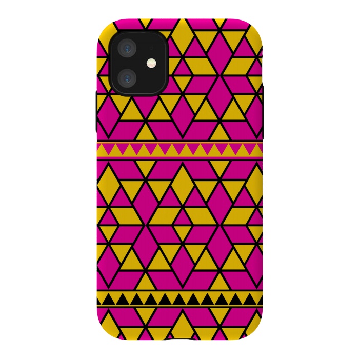 iPhone 11 StrongFit pink yellow triangle by TMSarts