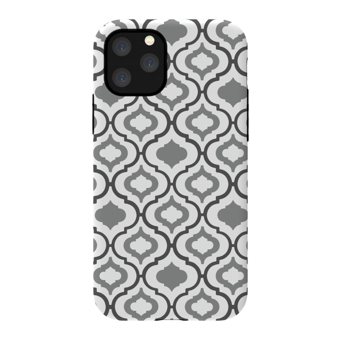 iPhone 11 Pro StrongFit Grey Quatrefoil Tile by Melissa Pedersen