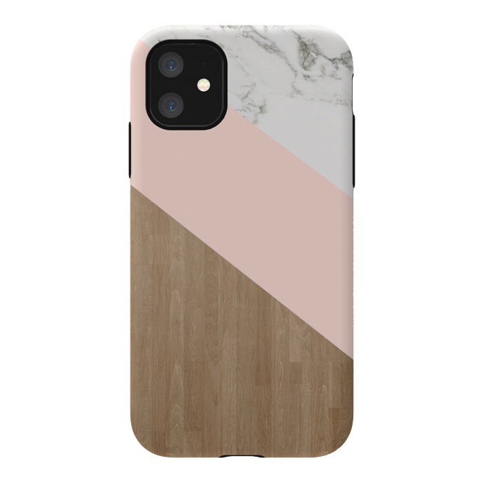 iPhone 11 StrongFit Wood PinK Marble by ''CVogiatzi.