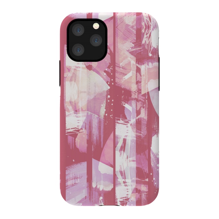 iPhone 11 Pro StrongFit Pastel pink watercolor brushstrokes and splatter by Oana 