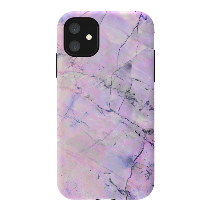 iPhone 11 StrongFit Iridescent pink purple marble art by Oana 