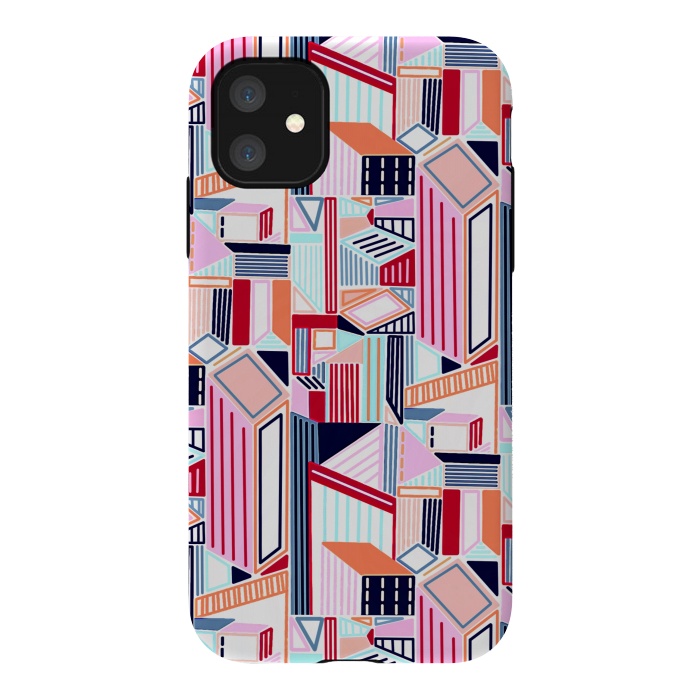 iPhone 11 StrongFit Abstract Minimalism City (Peachy Pastel & Red)  by Tigatiga