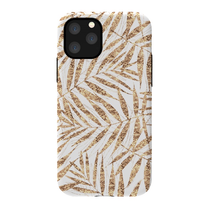 iPhone 11 Pro StrongFit Elegant golden tropical palm leaves design by InovArts