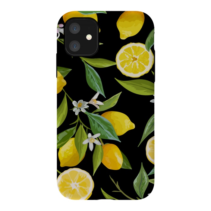 iPhone 11 StrongFit lemons in black background by haroulita