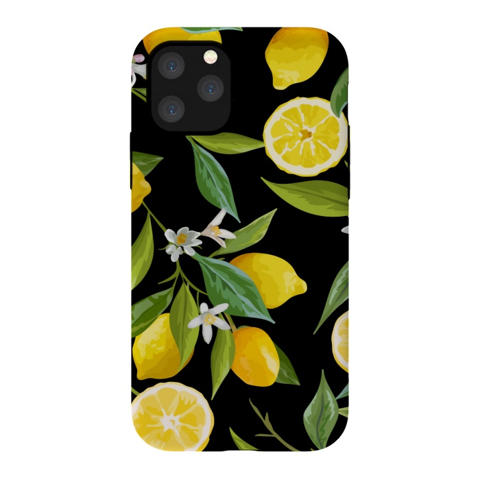 iPhone 11 Pro StrongFit lemons in black background by haroulita