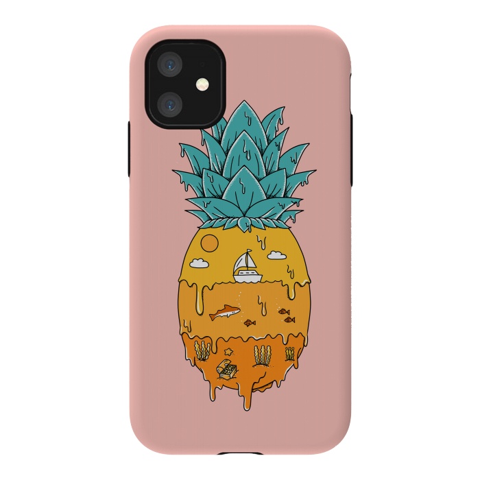 iPhone 11 StrongFit Pineapple Landscape pink by Coffee Man