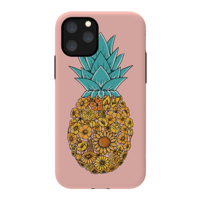 iPhone 11 Pro StrongFit Pineapple Floral Pink by Coffee Man