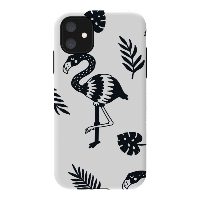 iPhone 11 StrongFit black white flamingo by haroulita