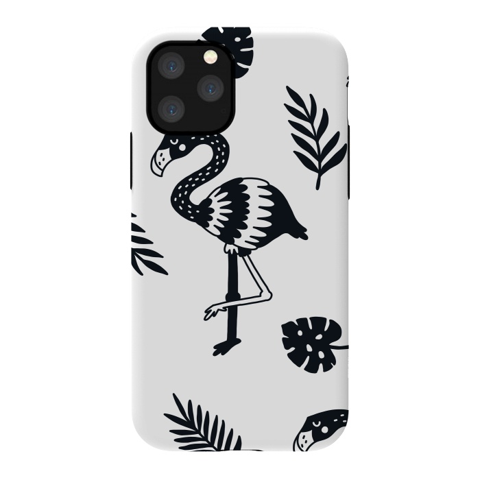 iPhone 11 Pro StrongFit black white flamingo by haroulita