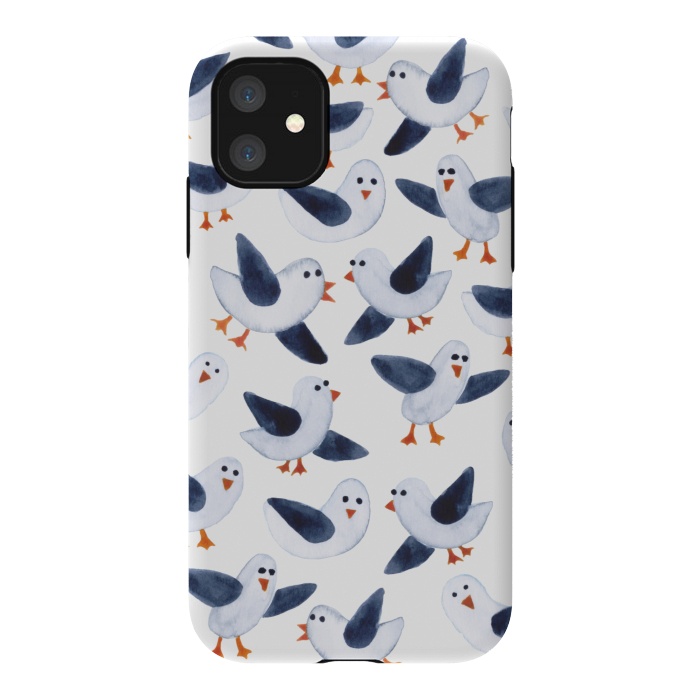 iPhone 11 StrongFit Salt and Pepper Seagulls by gingerlique