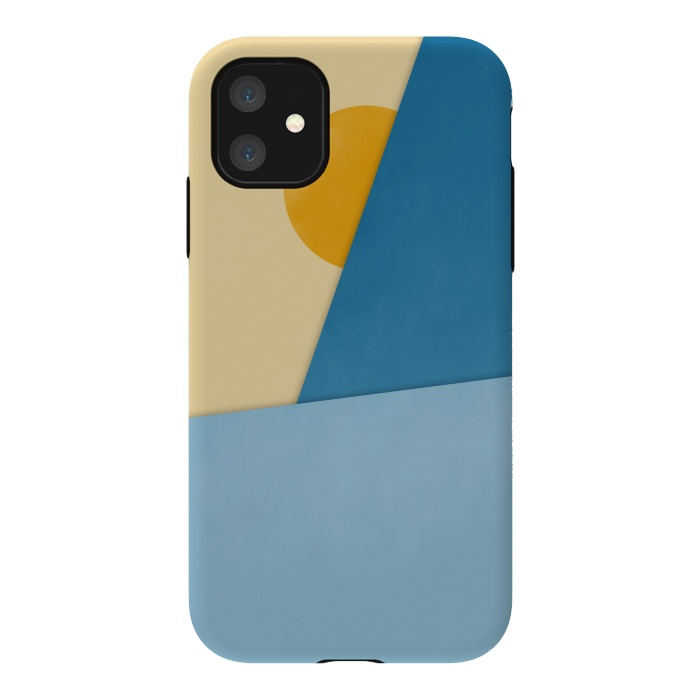 iPhone 11 StrongFit Blue & Yellow Geometry by Creativeaxle