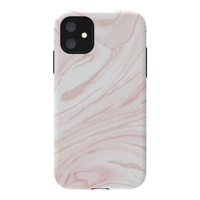 iPhone 11 StrongFit Modern blush pink marbleized abstract design by InovArts