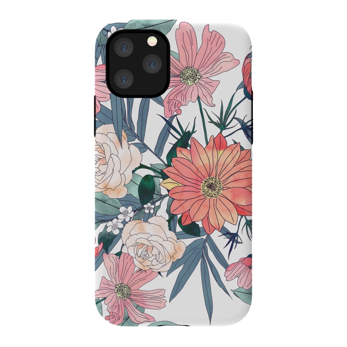 iPhone 11 Pro StrongFit Elegant pink and blue watercolor floral design by InovArts