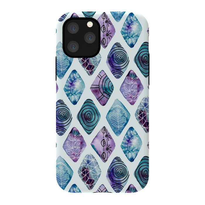 iPhone 11 Pro StrongFit Patterned Watercolor Diamonds Blue  by Tigatiga