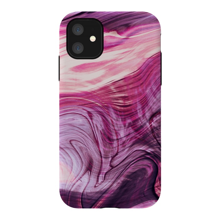 iPhone 11 StrongFit Pink purple marble waves by Oana 