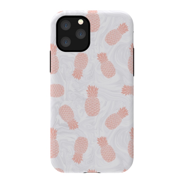 iPhone 11 Pro StrongFit Pink Pineapples on White Marble by Julie Erin Designs