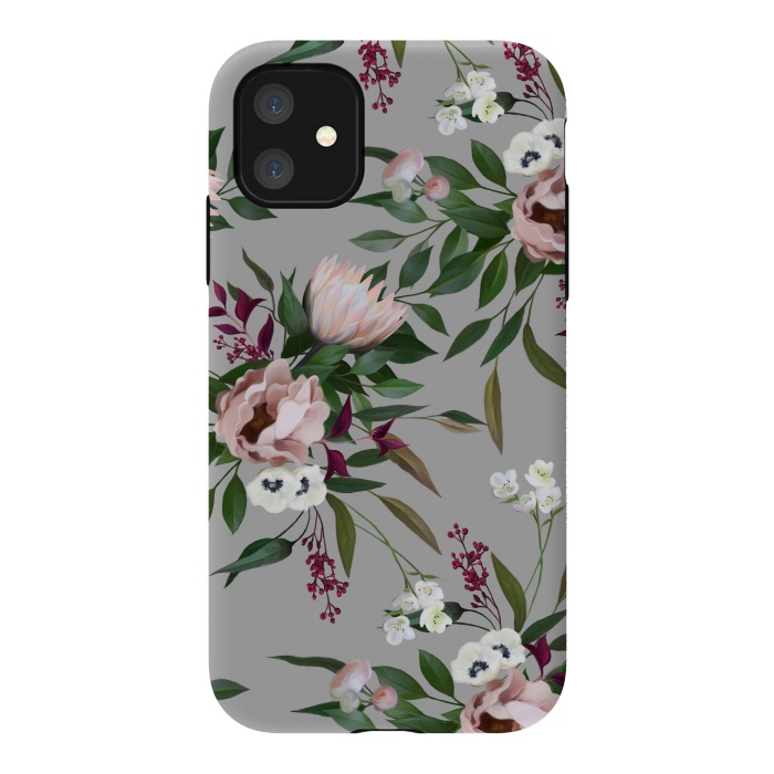iPhone 11 StrongFit Bouquet With a Protea | Gray by Elzbieta Malyska