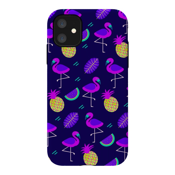 iPhone 11 StrongFit Flamingos In Neon by ArtsCase
