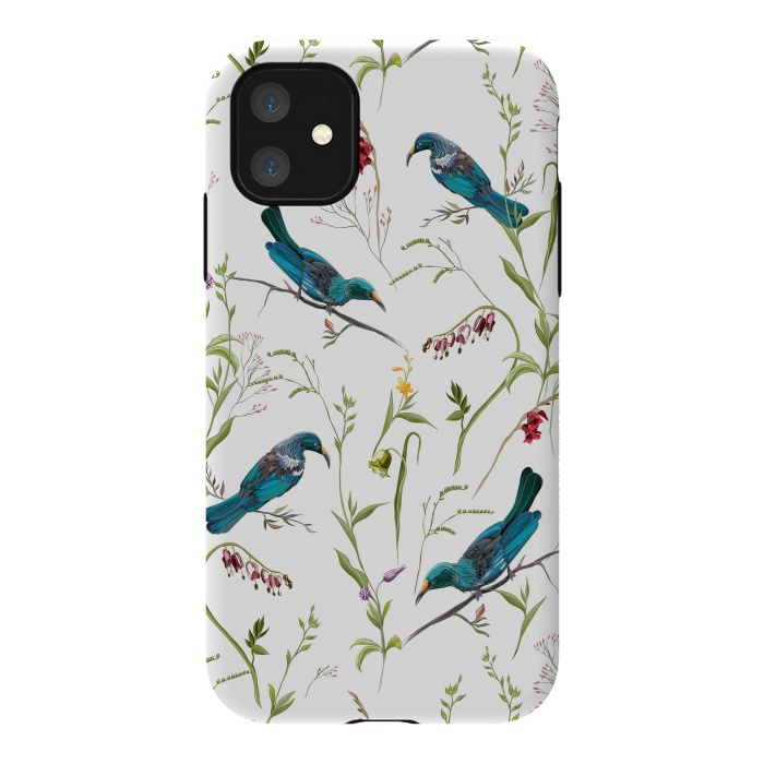 iPhone 11 StrongFit Birds in flowers by Elzbieta Malyska