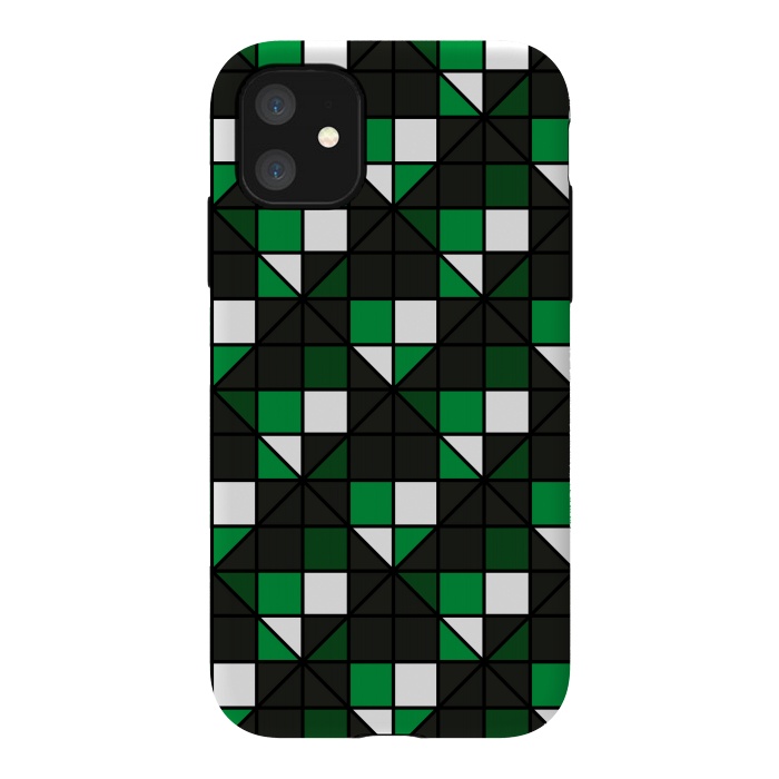iPhone 11 StrongFit dark green squares by TMSarts