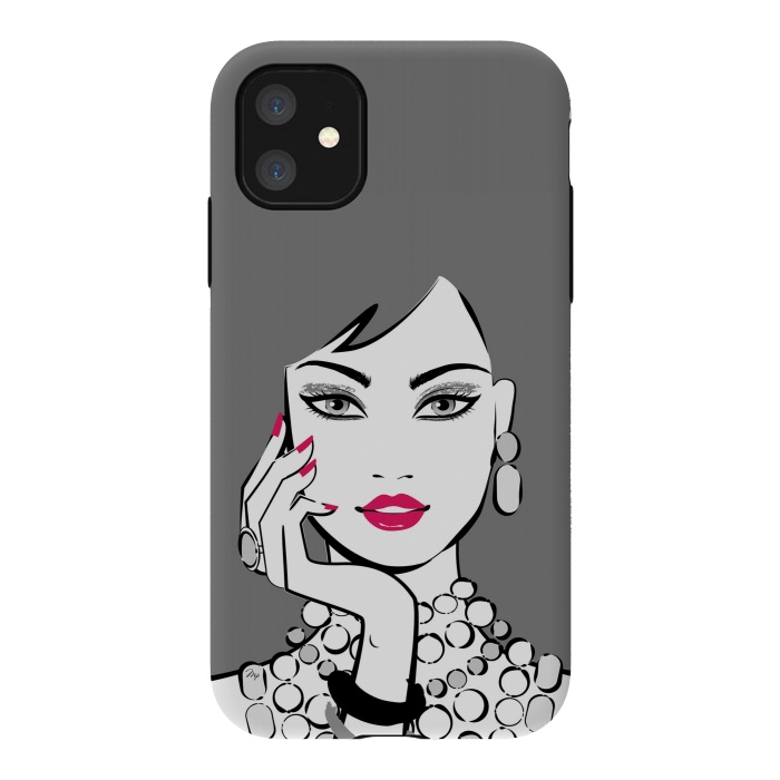 iPhone 11 StrongFit Elegant Gray Lady by Martina