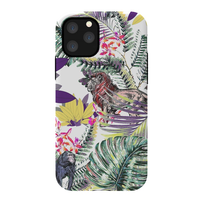 iPhone 11 Pro StrongFit Lion and colorful tropical plants by Oana 