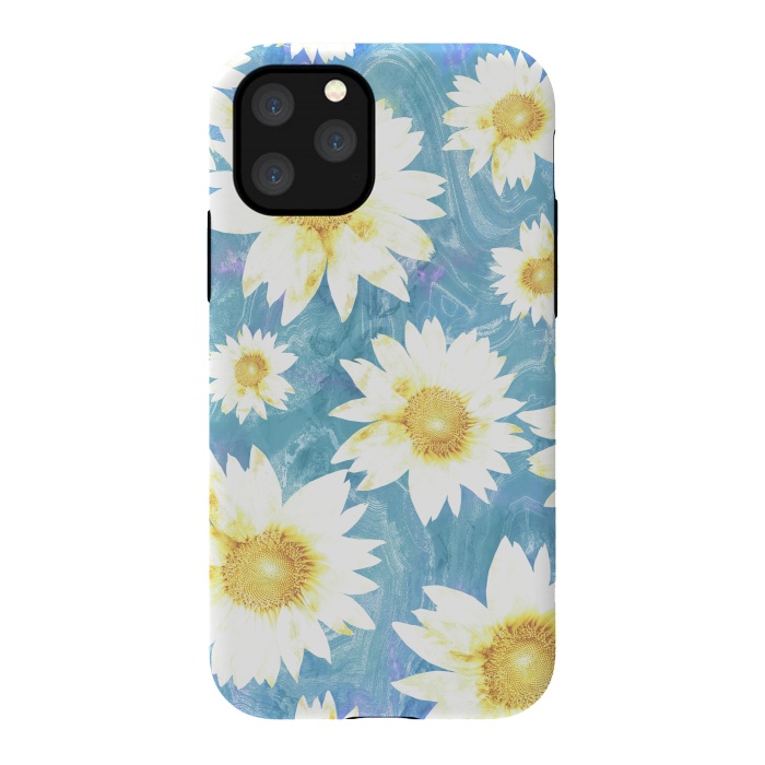 iPhone 11 Pro StrongFit Pastel sunflowers and blue  pattern by Oana 